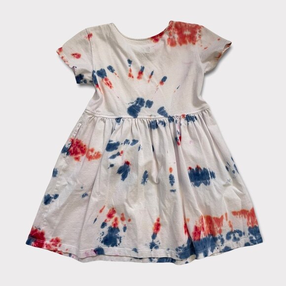 Girl's Tie Dye Dress Short Sleeve Size 4-5 with Pockets - Picture 2 of 4